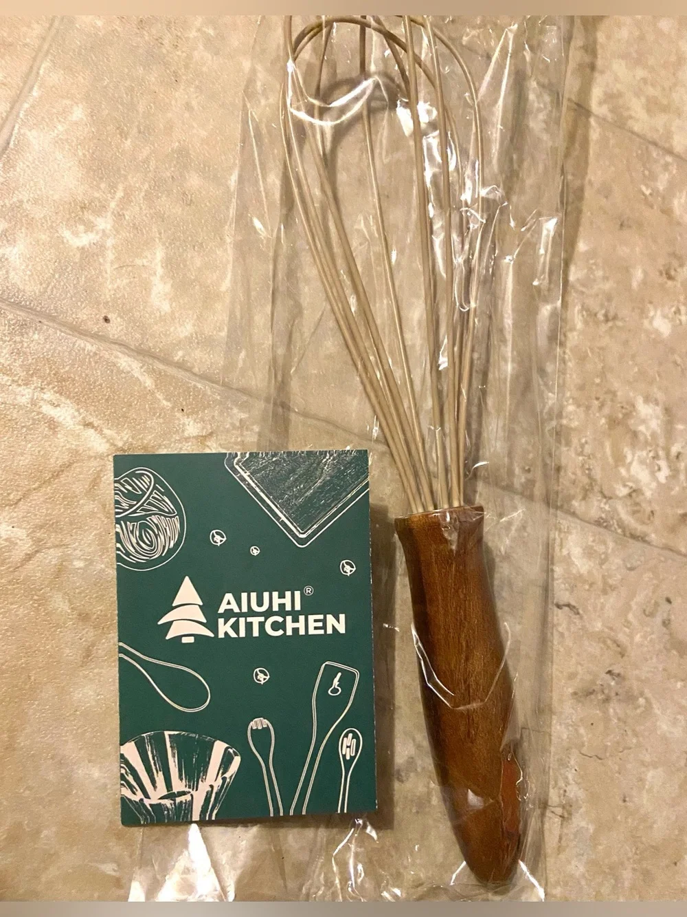 2 NWOT - Ikea spatula & Rubber coveted wisk with Teak handle - Never used